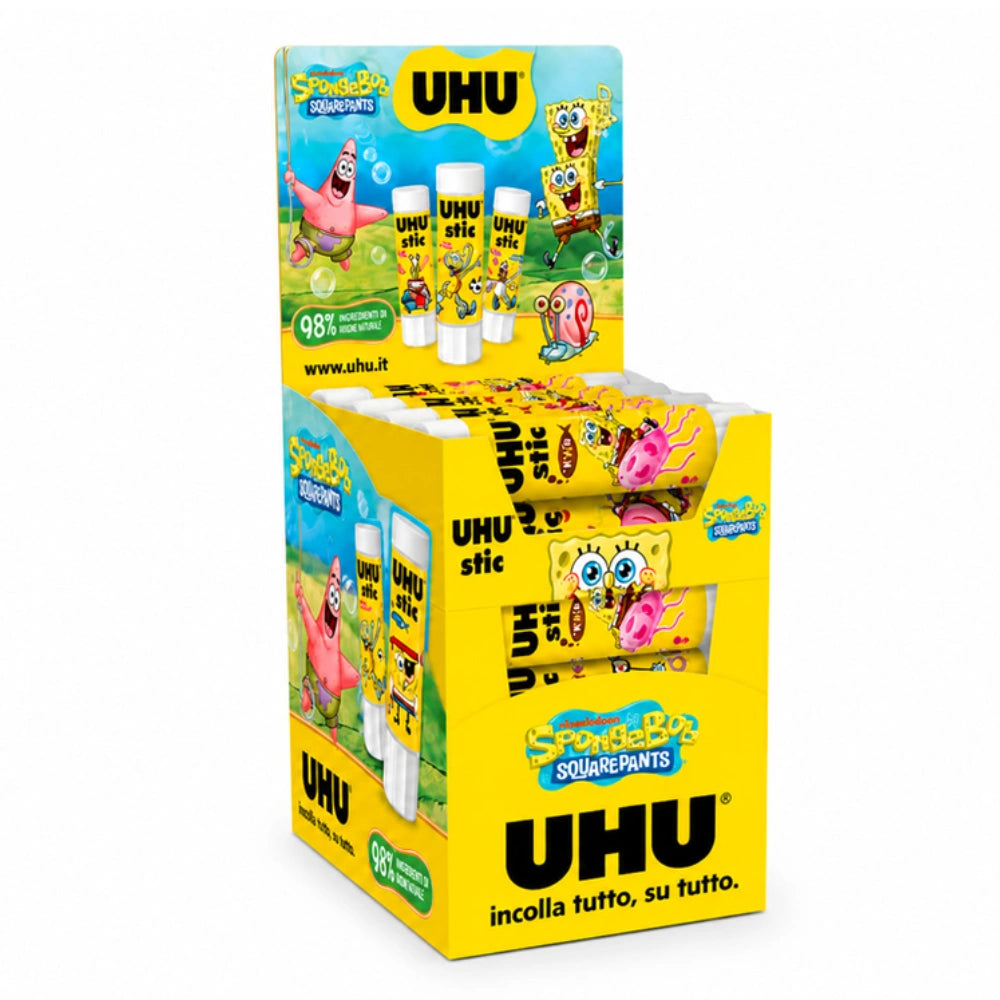 Colla Stick UHU ReNature SpongeBob 21g – display espositore edizione limitata
