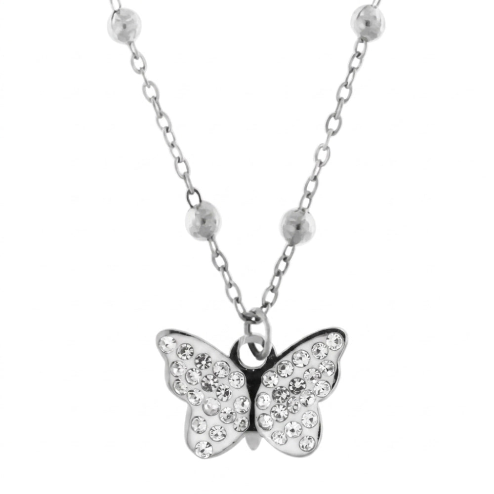 Collana Donna in Acciaio Farfalla con Zirconi – Aqua