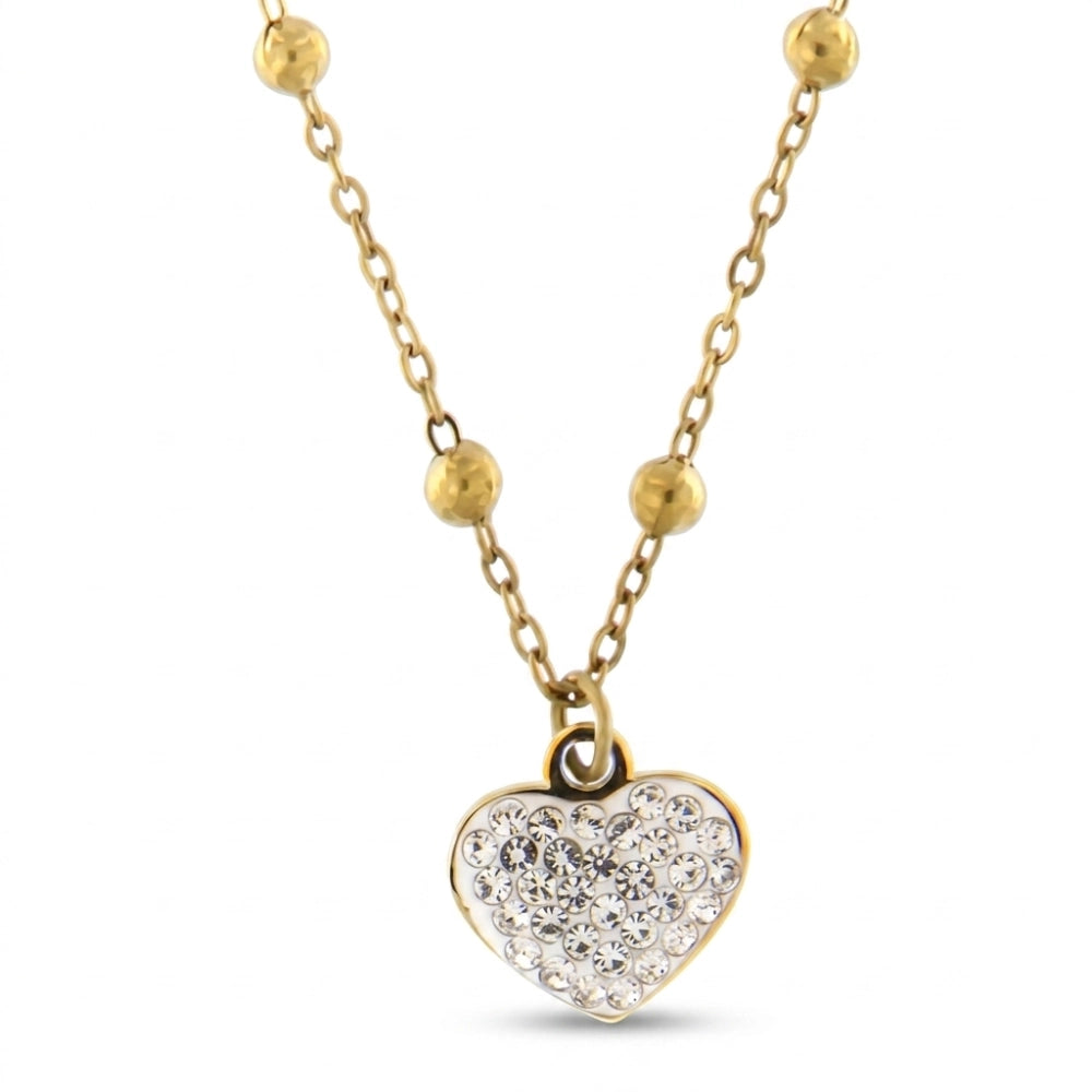 Collana Donna in Acciaio Gold Cuore con Zirconi – Aqua