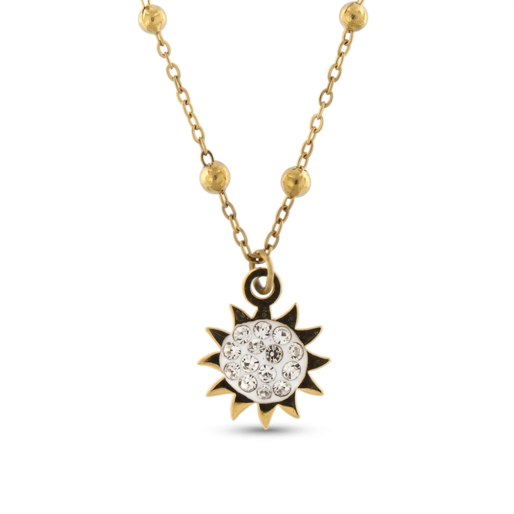 Collana Donna in Acciaio Gold Sole con Zirconi – Aqua