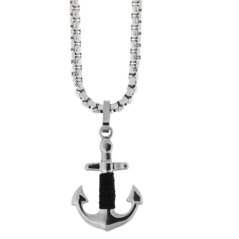 Collana Ancora Aqua - Cordino Nero