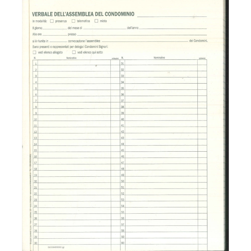 Registro Verbali Assemblee di Condominio Data Ufficio