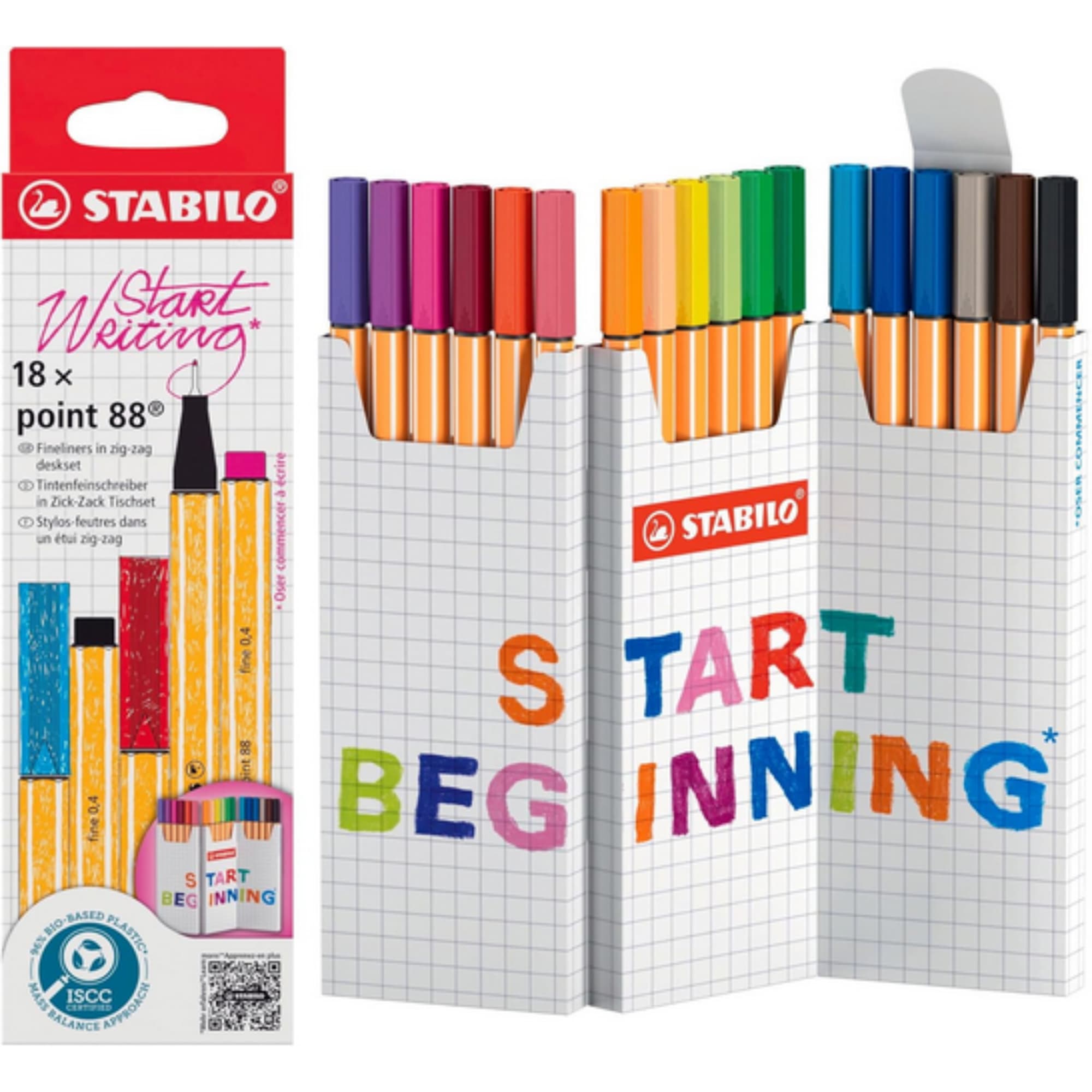 Penne Stabilo point 88 confezione da 18 colori disponibile da cartoleria claudio a giusgliano in campania napoli