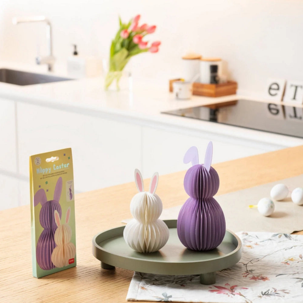 Set di 2 Coniglietti Pieghevoli in Carta Legami - Happy Easter