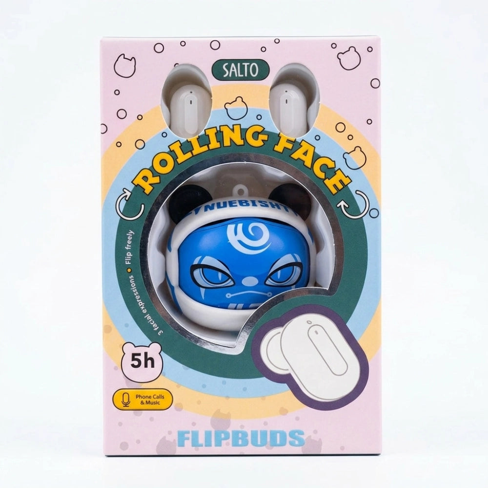 Salto Flipbuds Rolling Face Bibo Baby – seconda espressione con spirale blu sulla fronte