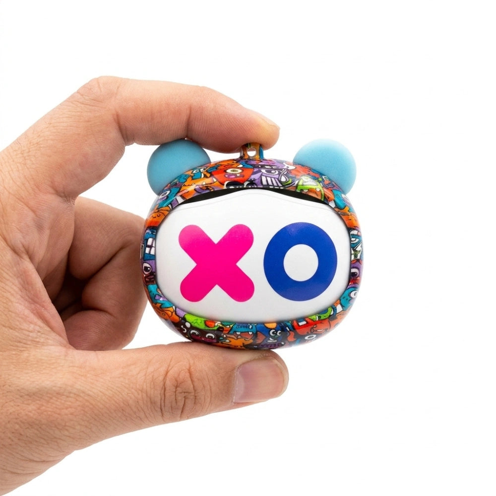 Salto Flipbuds Rolling Face Monster – confezione aperta con auricolari e custodia kawaii graffiti