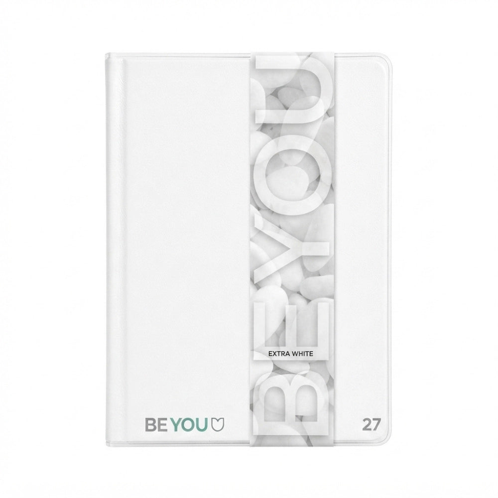 Diario Be You Extra White Easy 2026-2027 Giochi Preziosi – copertina bianca total canvas con fascia BE YOU, vista frontale
