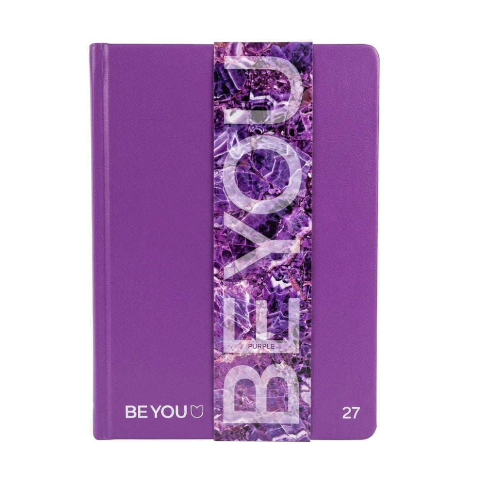 Diario Be You Color Purple 2026/2027 copertina rigida viola con sovracopertina trasparente e fascetta grafica effetto geode ametista