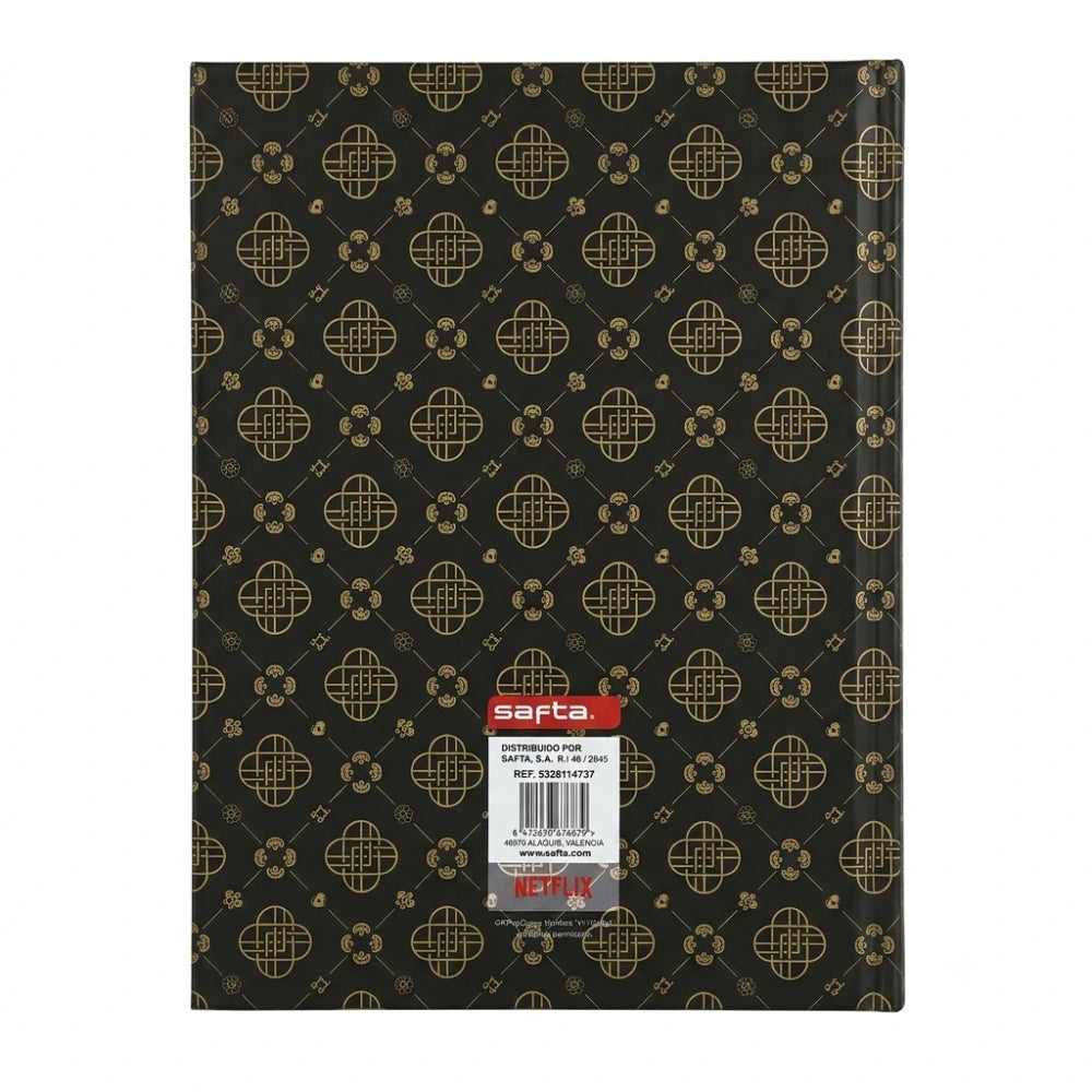 Diario K-Pop Demon Hunters Huntrix – retro copertina nera con pattern geometrico oro Safta REF 5328114737