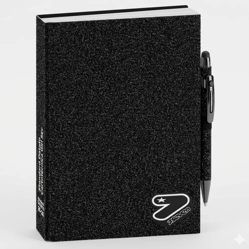 Diario Datato Seven® Glitterato Nero con Penna Abbinata — Anno Scolastico 2026/2027