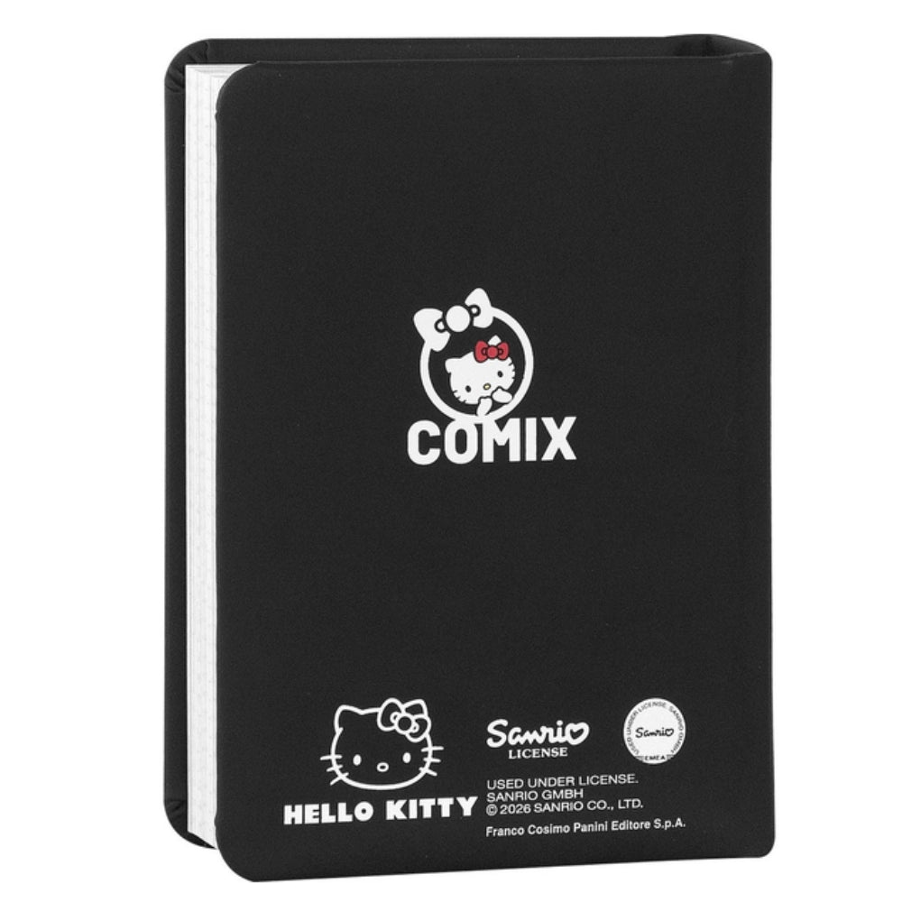 Diario Comix Hello Kitty 16 Mesi Limited Edition nero – copertina frontale con ricami rossi e patch glossy
