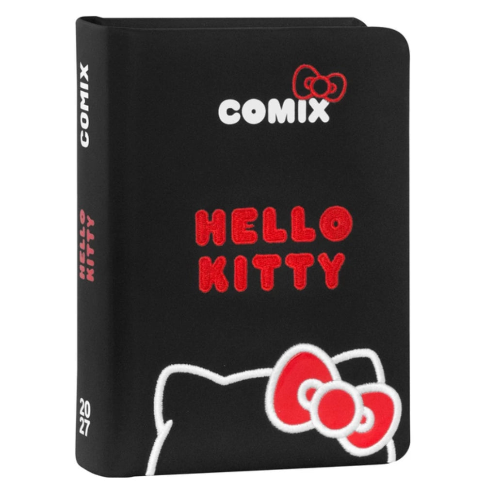 Diario Comix Hello Kitty – vista laterale copertina nera con scritta 2027 e logo Comix