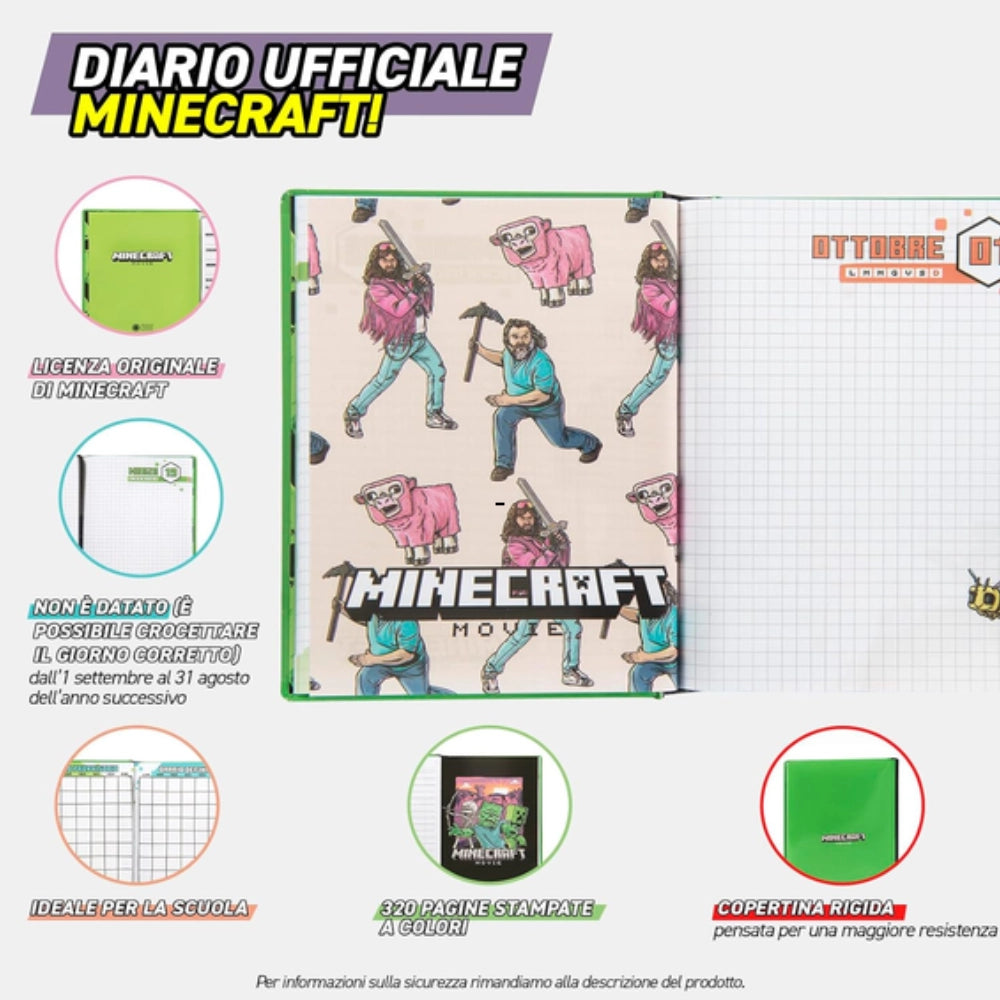 Diario Scuola Minecraft Movie Non Datato 2026/2027 – 2 Modelli