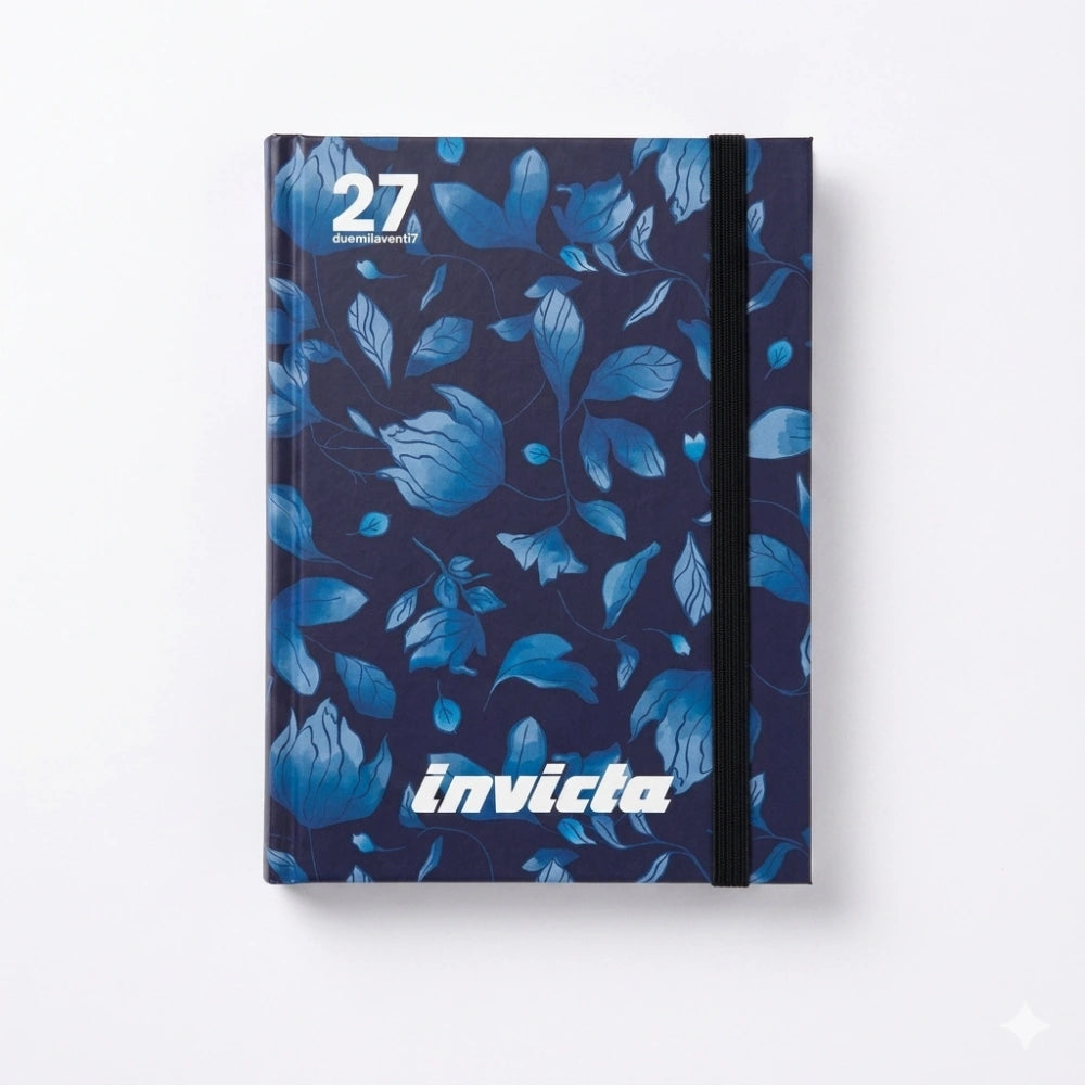 Diario Invicta Pocket con Elastico Blu Floreale — Tascabile 16x11x3 cm | Anno 2027