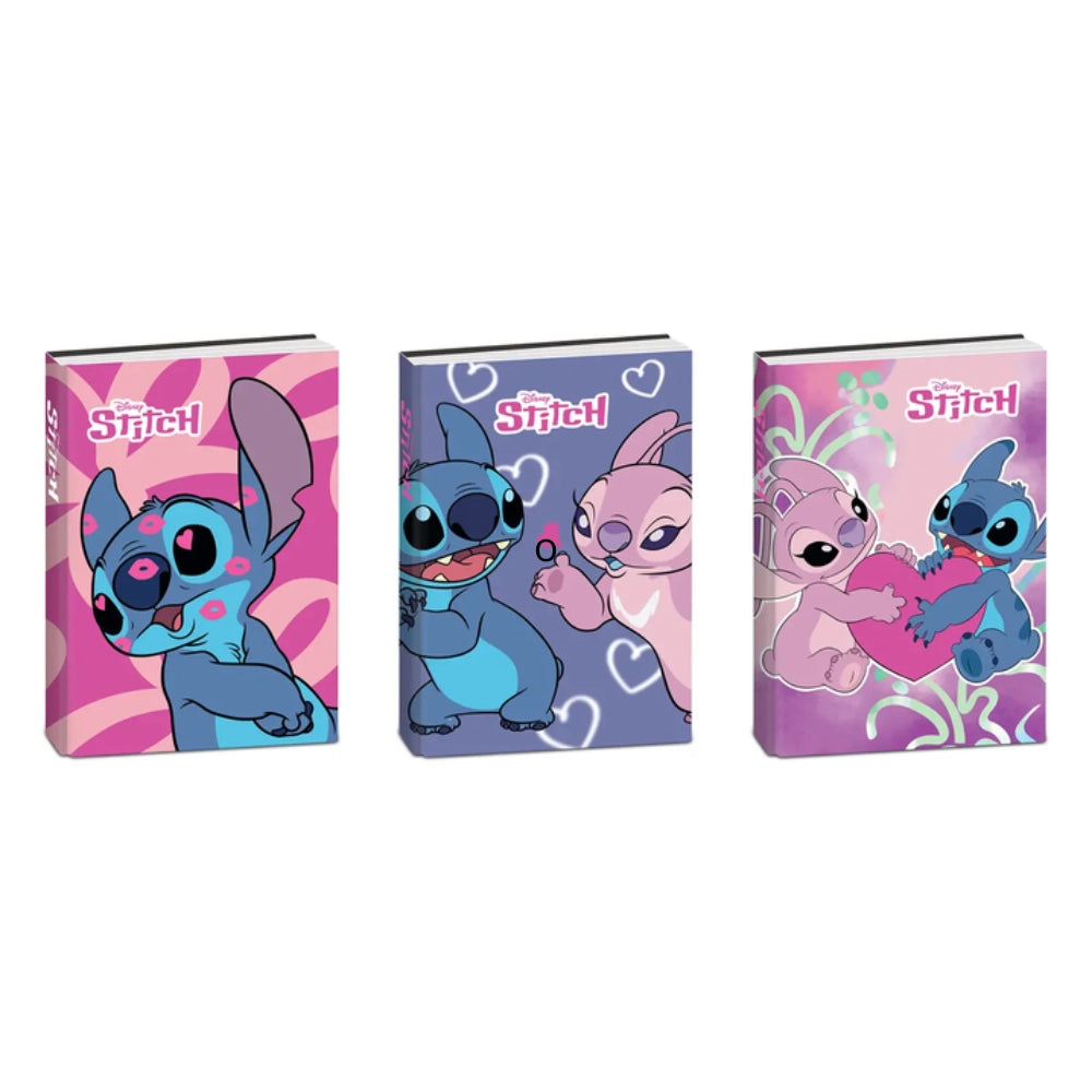 Diario Stitch 2026/2027 copertina rosa - Angel e Stitch con cuore