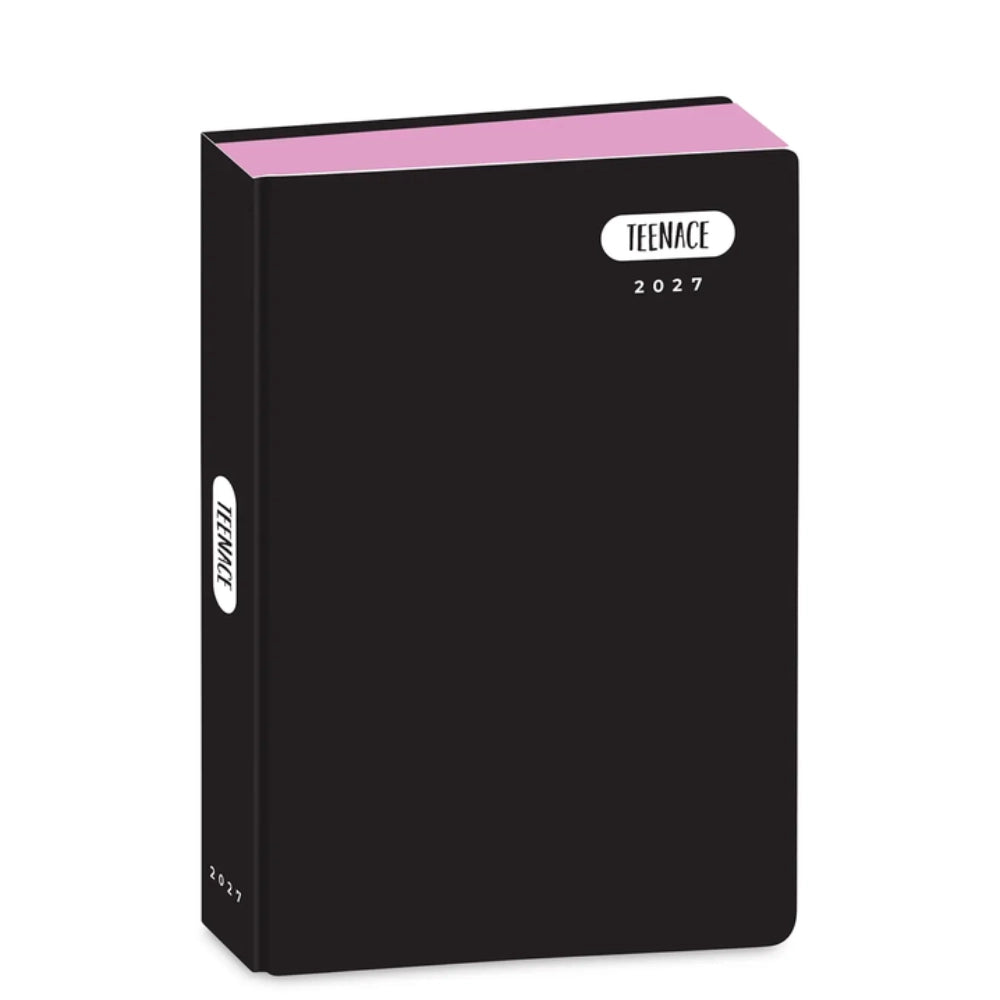 Diario Teenace Pastello 2027 copertina nera bordi rosa - formato 11,5x19,5 cm