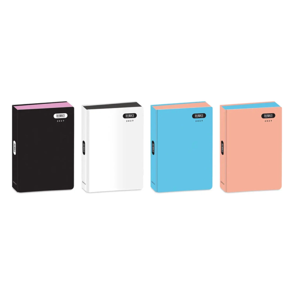 Diario Teenace Pastello 2027 - 4 colori disponibili nero bianco azzurro arancio