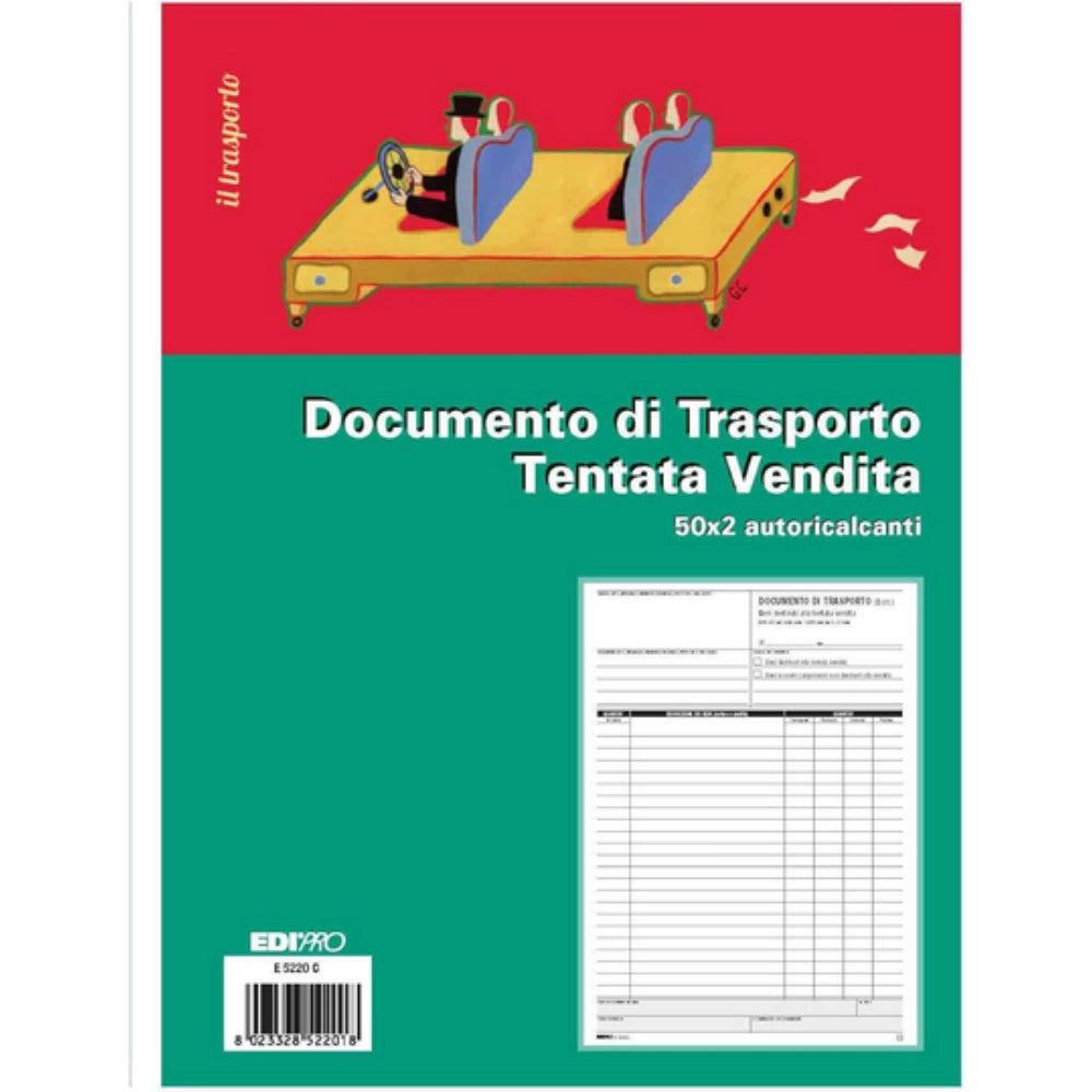 Blocco Documento di Trasporto Tentata Vendita 50x2 Autoricalcante A4 EDIPRO E5220C -