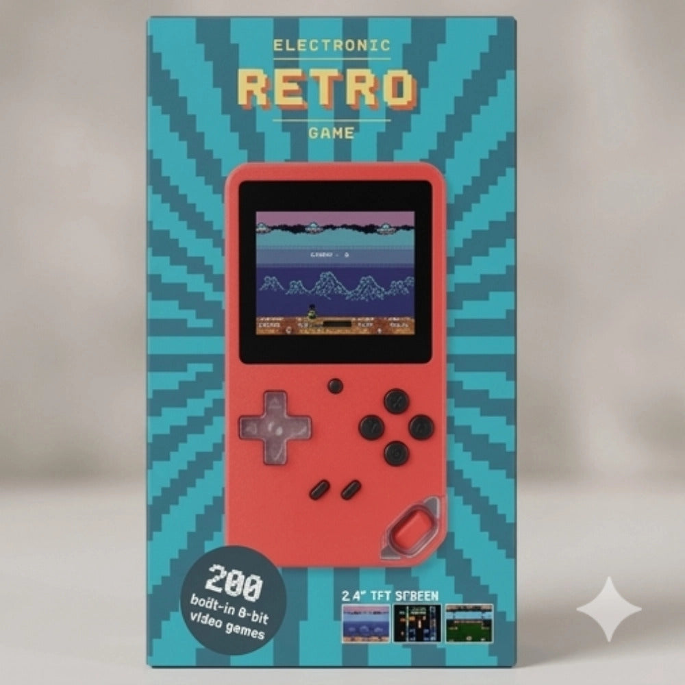 Electronic Retro Game 200 in 1 – Console Portatile 8-Bit Schermo a Colori – Rosso