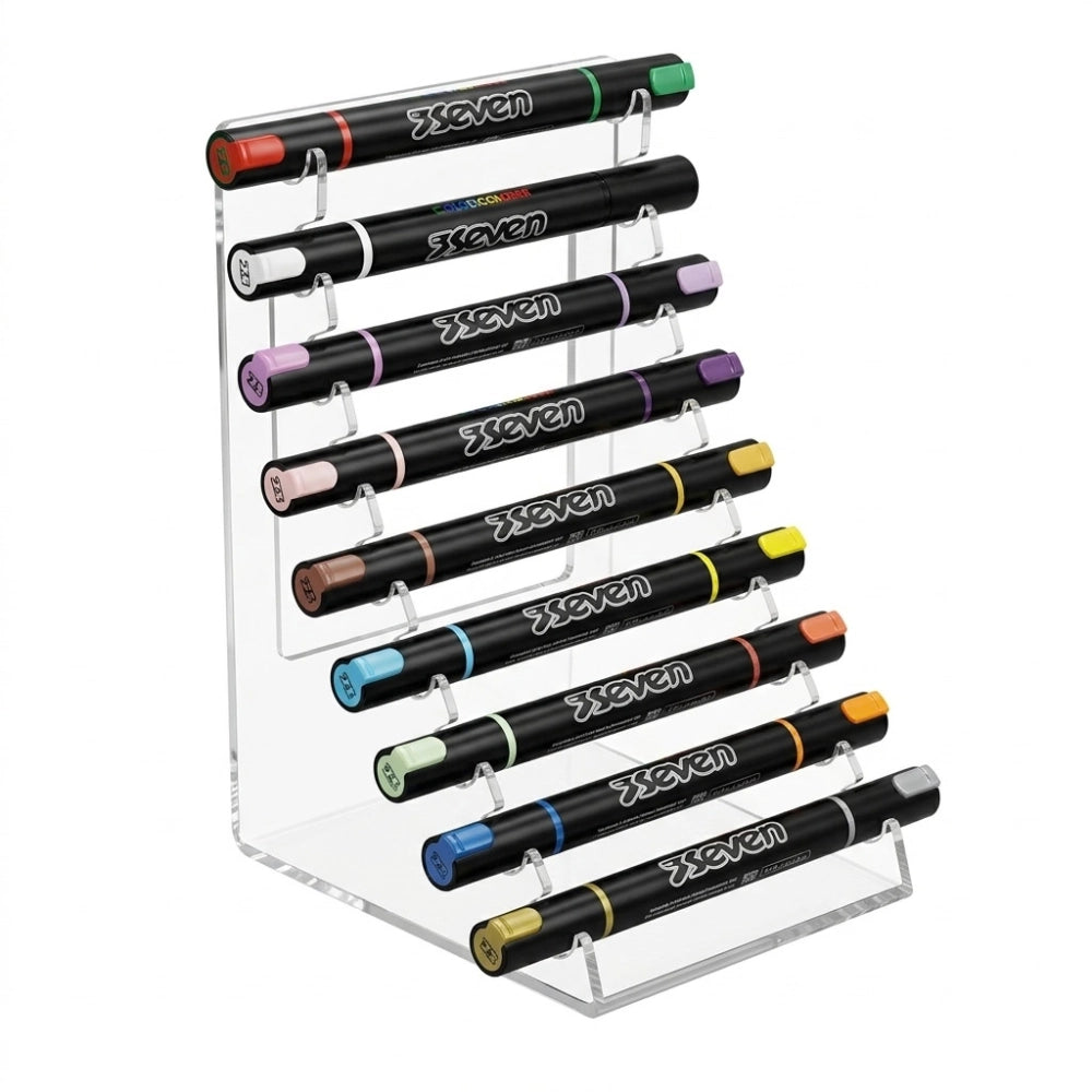 Espositore Seven The Double Pro in plexiglass con 9 pennarelli acrilici, 18 colori