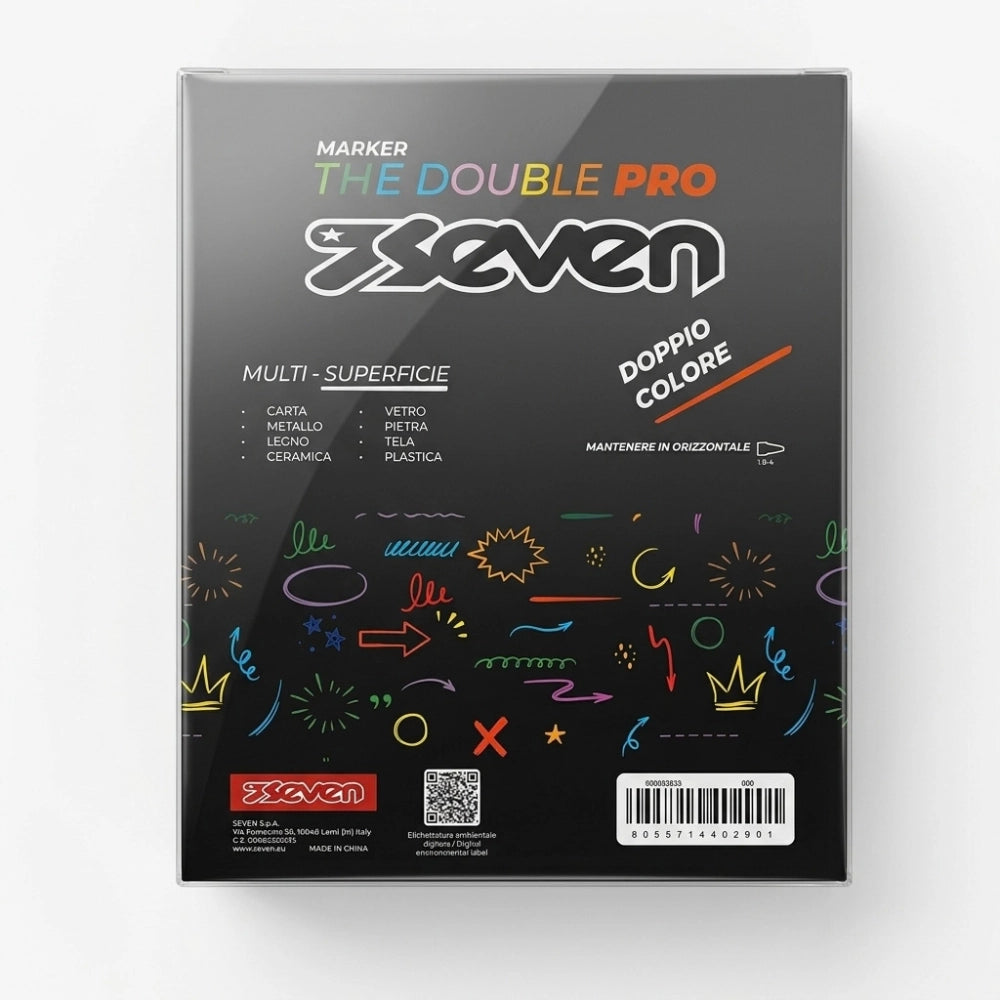 Espositore Seven The Double Pro in plexiglass con 9 pennarelli acrilici, 18 colori