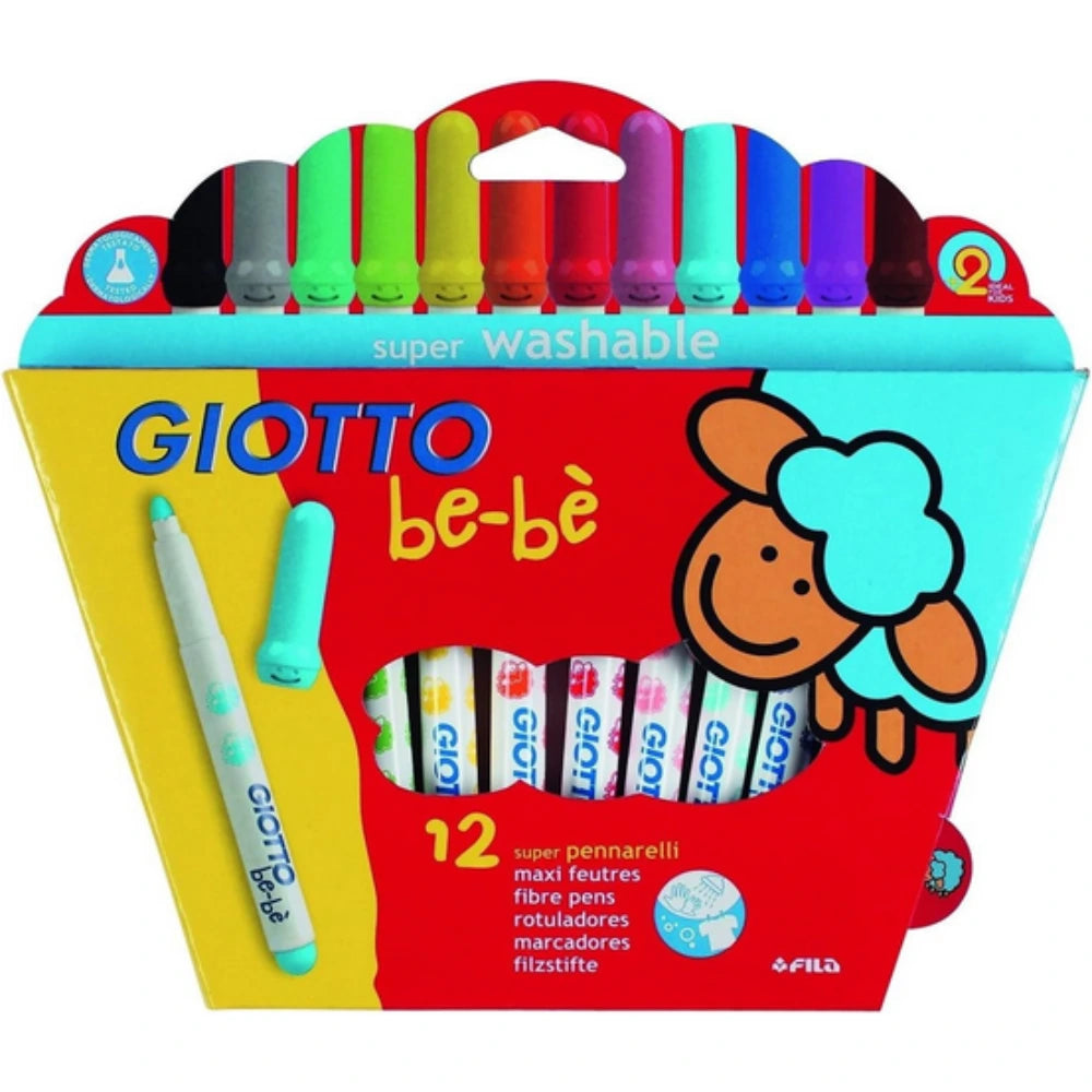 Giotto be-bè Pennarelli Sicuri Lavabili Bambini 3+ - 6 o 12 Colori - Made in Italy