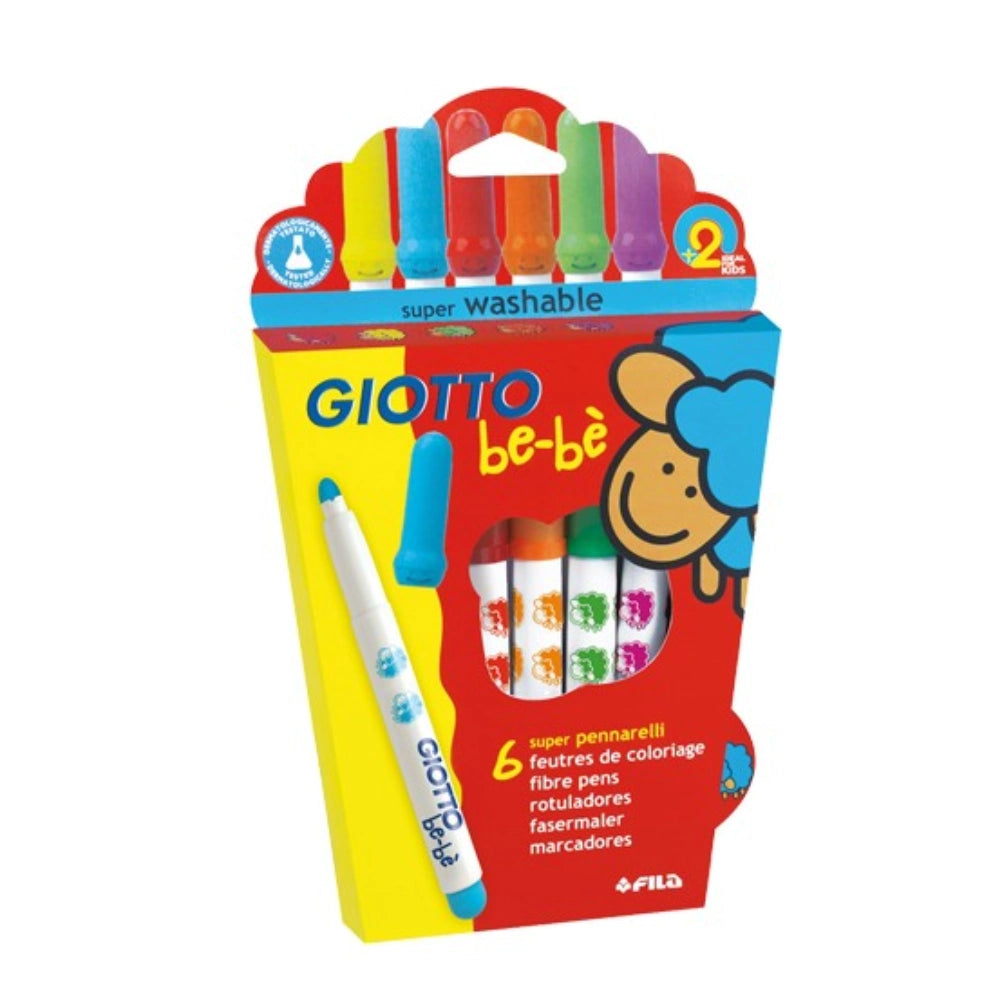 Giotto be-bè Pennarelli Sicuri Lavabili Bambini 3+ - 6 o 12 Colori - Made in Italy