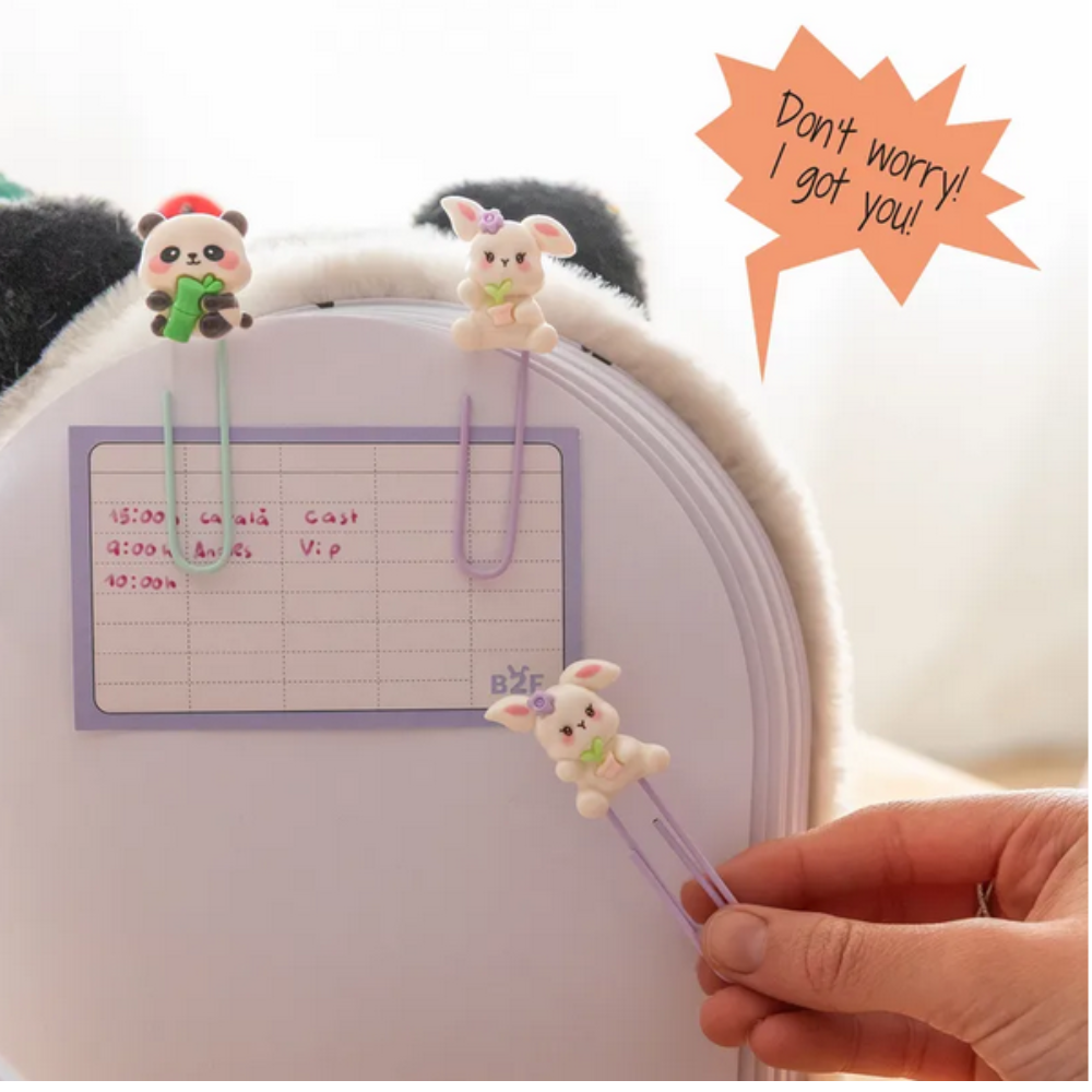 Graffette Kawaii Coniglietto Back2Fun – Set 5 Fermagli Cute “Clip & Calm”