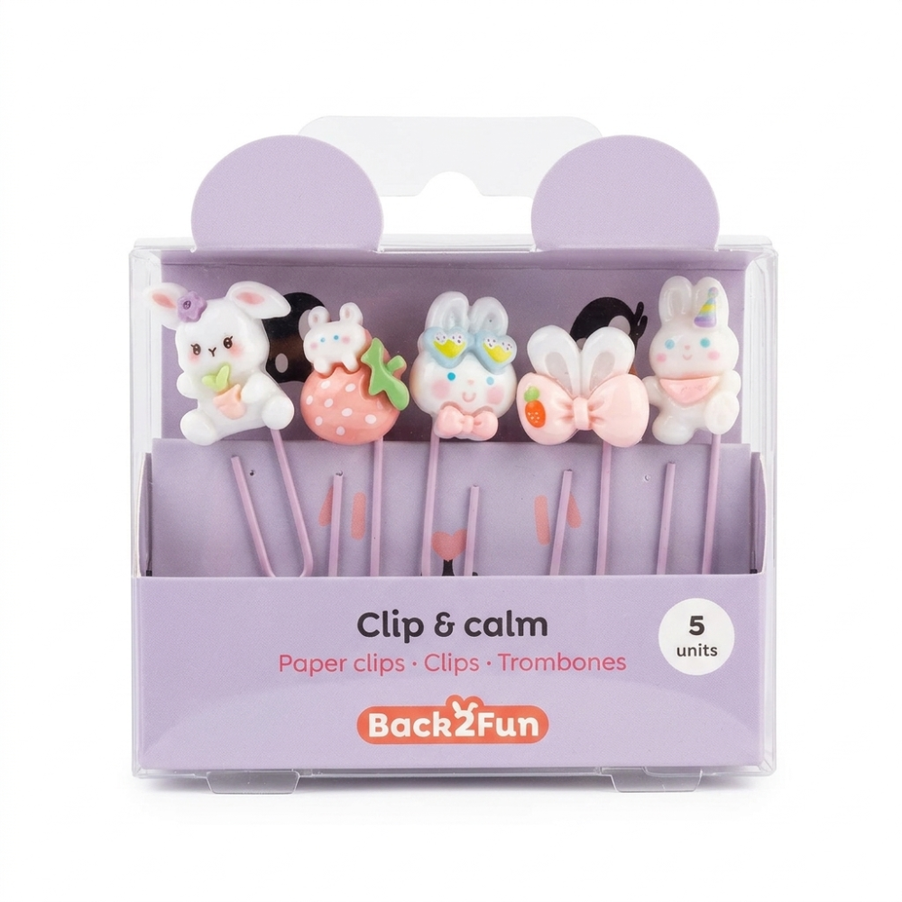 Graffette Kawaii Coniglietto Back2Fun – Set 5 Fermagli Cute “Clip & Calm”