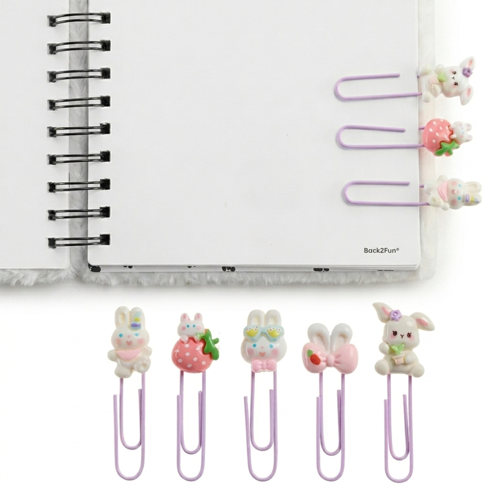 Graffette Kawaii Coniglietto Back2Fun – Set 5 Fermagli Cute “Clip & Calm”