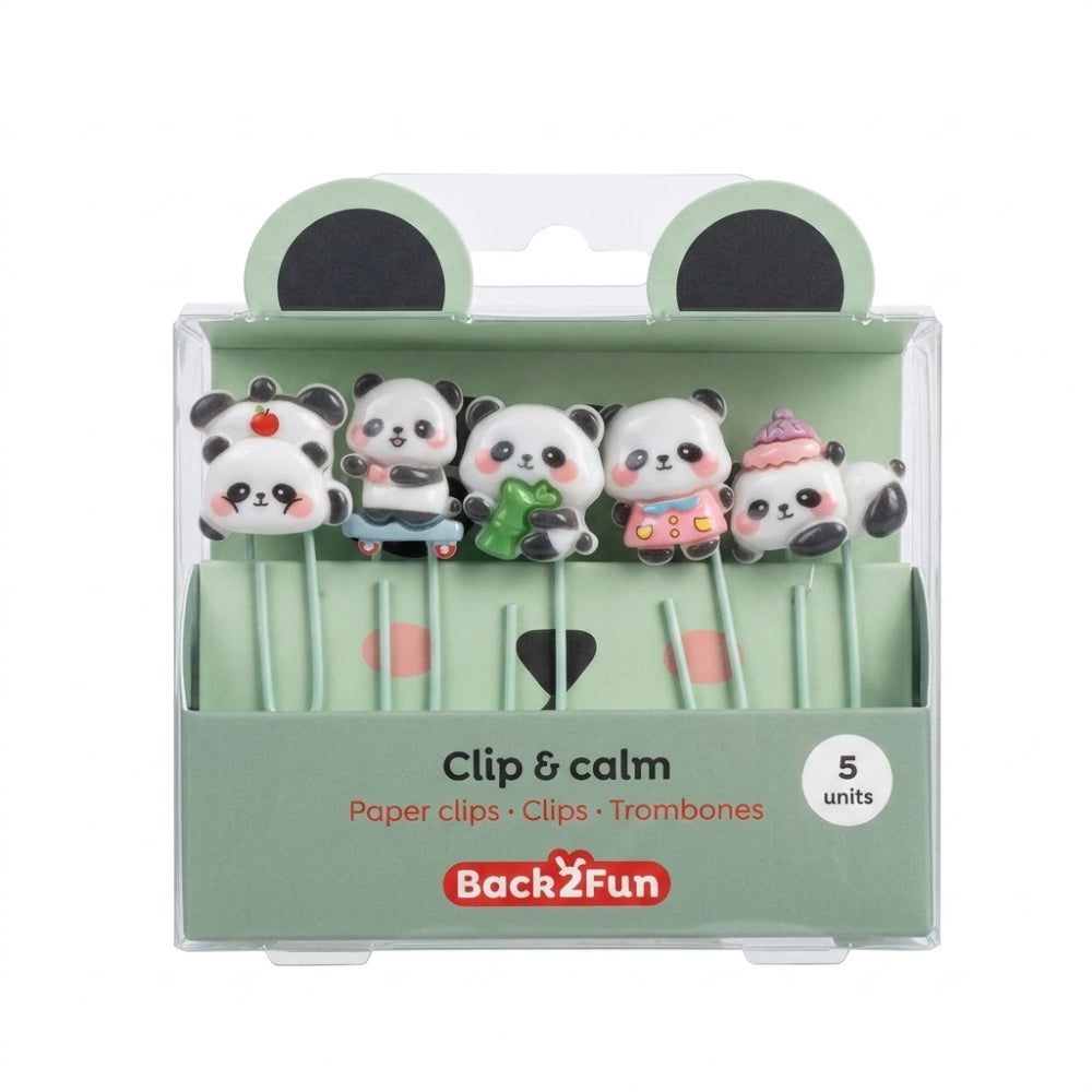 Graffette Kawaii Panda Back2Fun – Set 5 Fermagli Cute “Clip & Calm”
