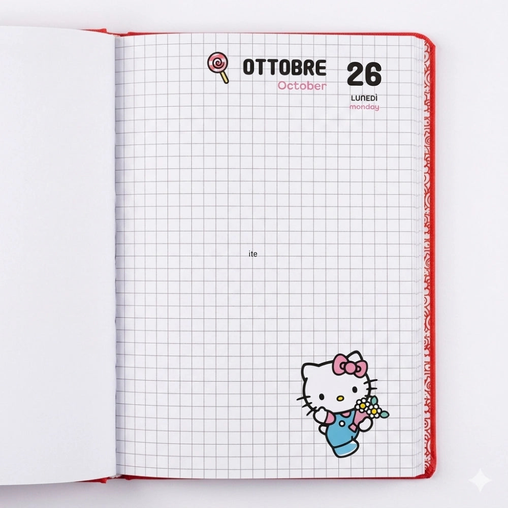 Diario Datato Scuola 2026 Hello Kitty con Adesivi – Sanrio