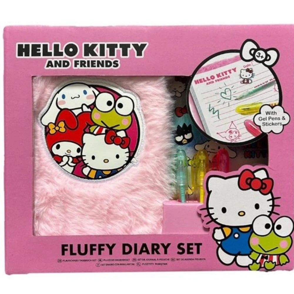 Set Diario Peluscioso Hello Kitty – Diario + Adesivi + 3 Penne Gel Colorate
