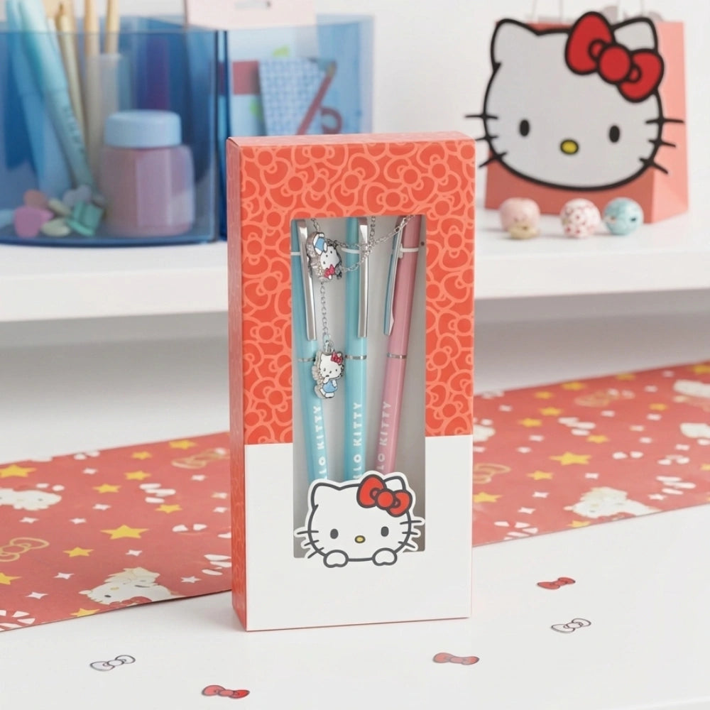 Hello Kitty Tris Penne in Metallo con Pendente | Giochi Preziosi