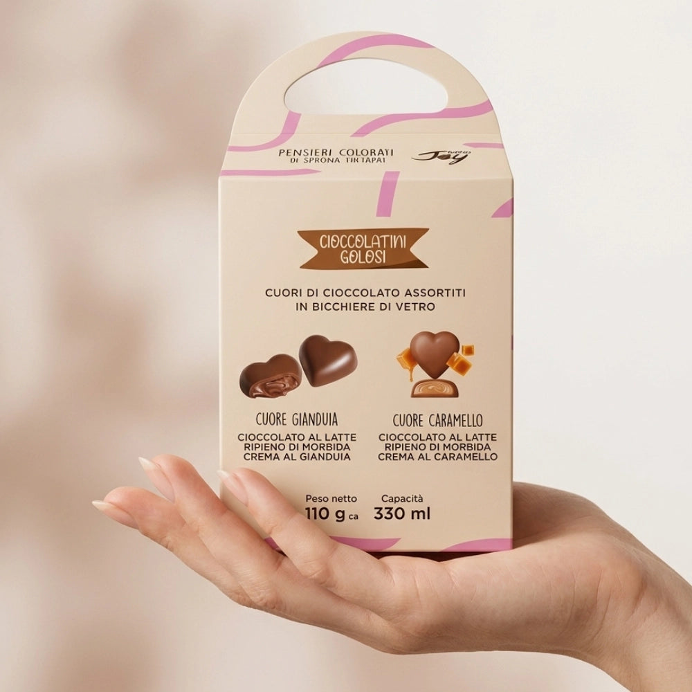 Italian Joy Pensieri Colorati – Bicchiere regalo con cioccolatini 110 g