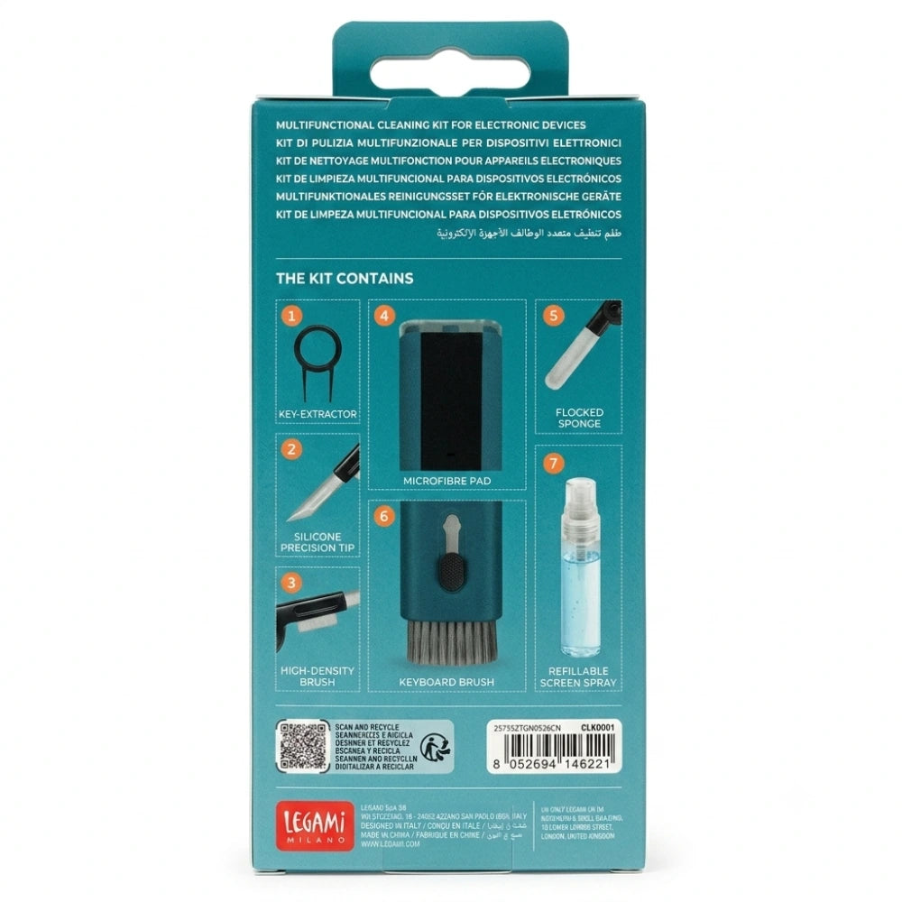 Kit Pulizia 7 in 1 Legami per Dispositivi Elettronici – Tastiera, Auricolari e Schermi