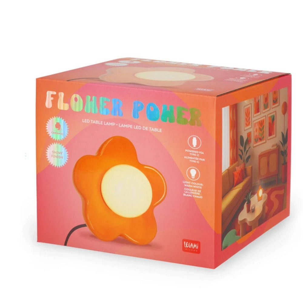 Lampada LED da Tavolo Flower Power Shiny Orange – Legami