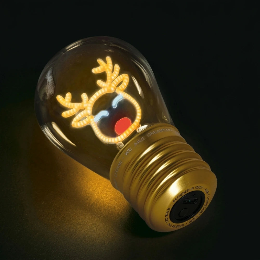 Lampada decorativa Legami a forma di lampadina con renna luminosa dal naso rosso