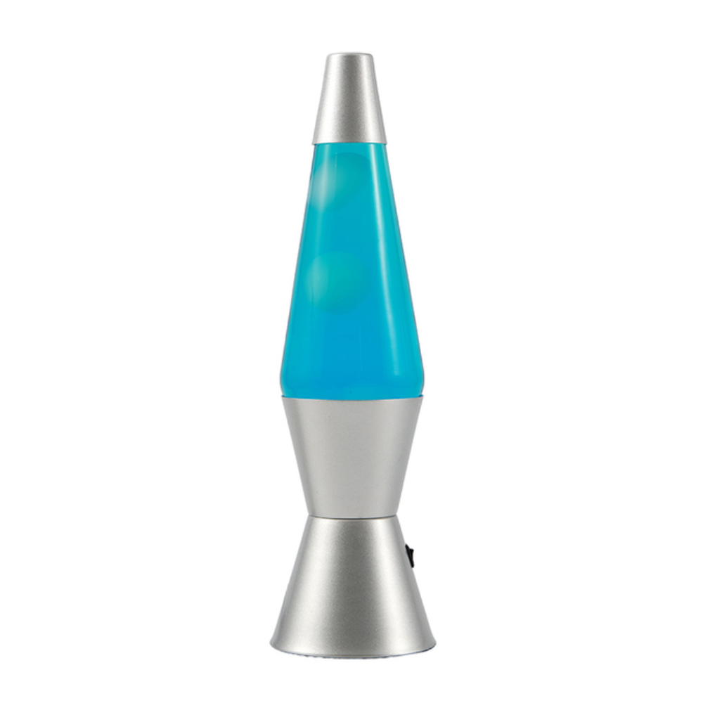 Lampada Lava LED Spaceship iTotal – Base Argentata Liquido Blu Cera Bianca