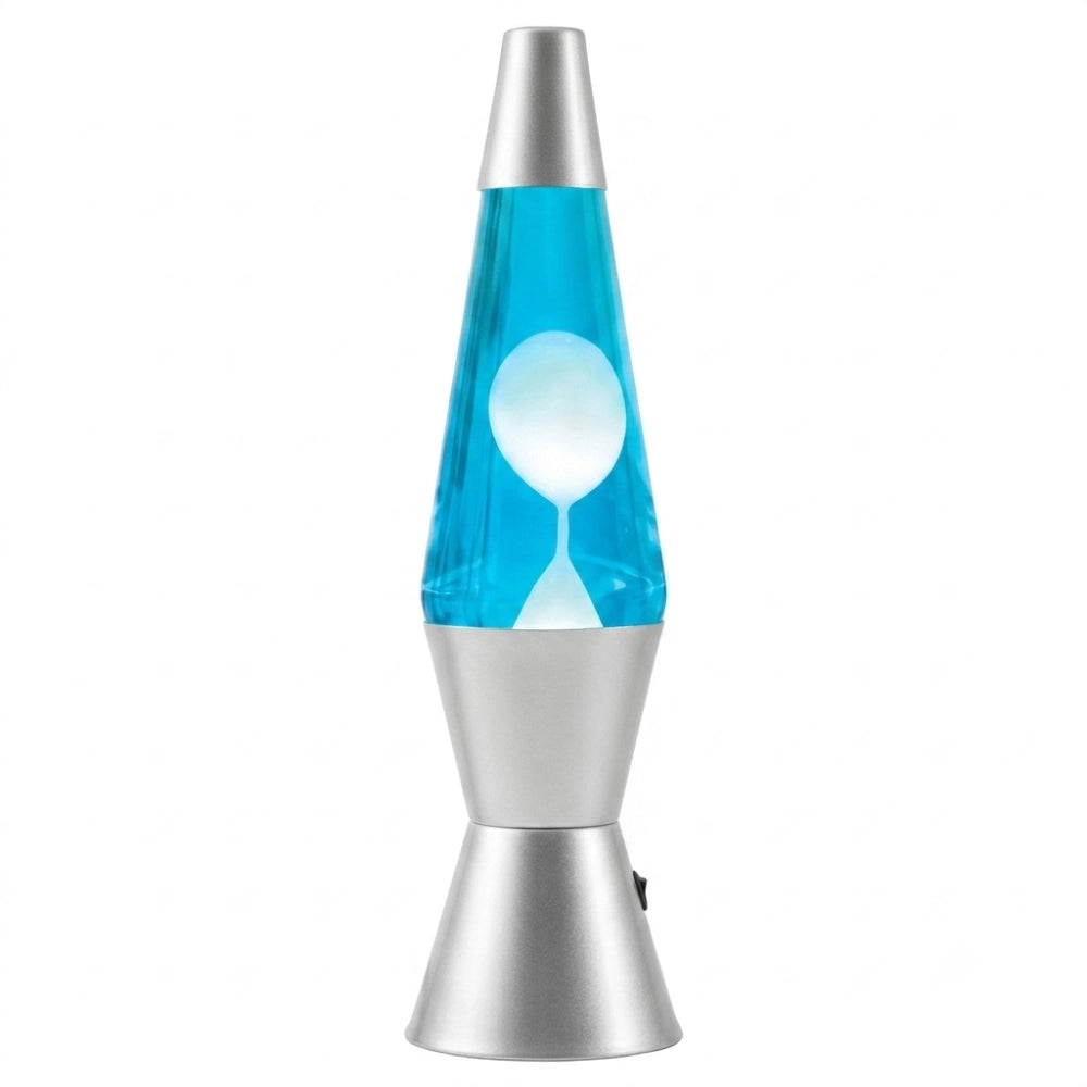 Lampada Lava LED Spaceship iTotal – Base Argentata Liquido Blu Cera Bianca