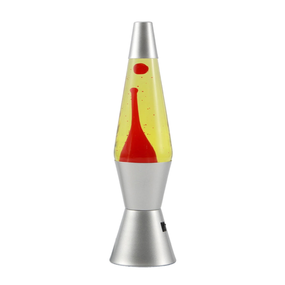 Lampada Lava LED Spaceship iTotal – Base Argentata Liquido Giallo Cera Rossa