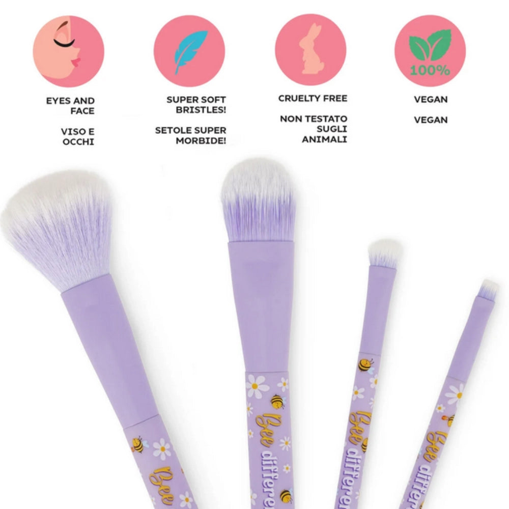 Set di 4 Pennelli per il Trucco Bee — Oh My Glow! | Legami