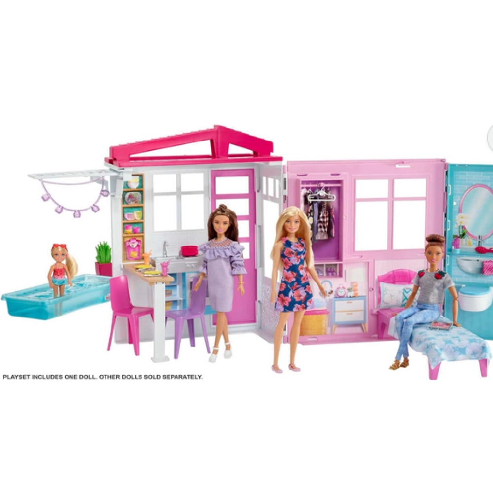 Barbie Loft – Casa Portatile a 1 Piano con Piscina, Bambola e Accessori