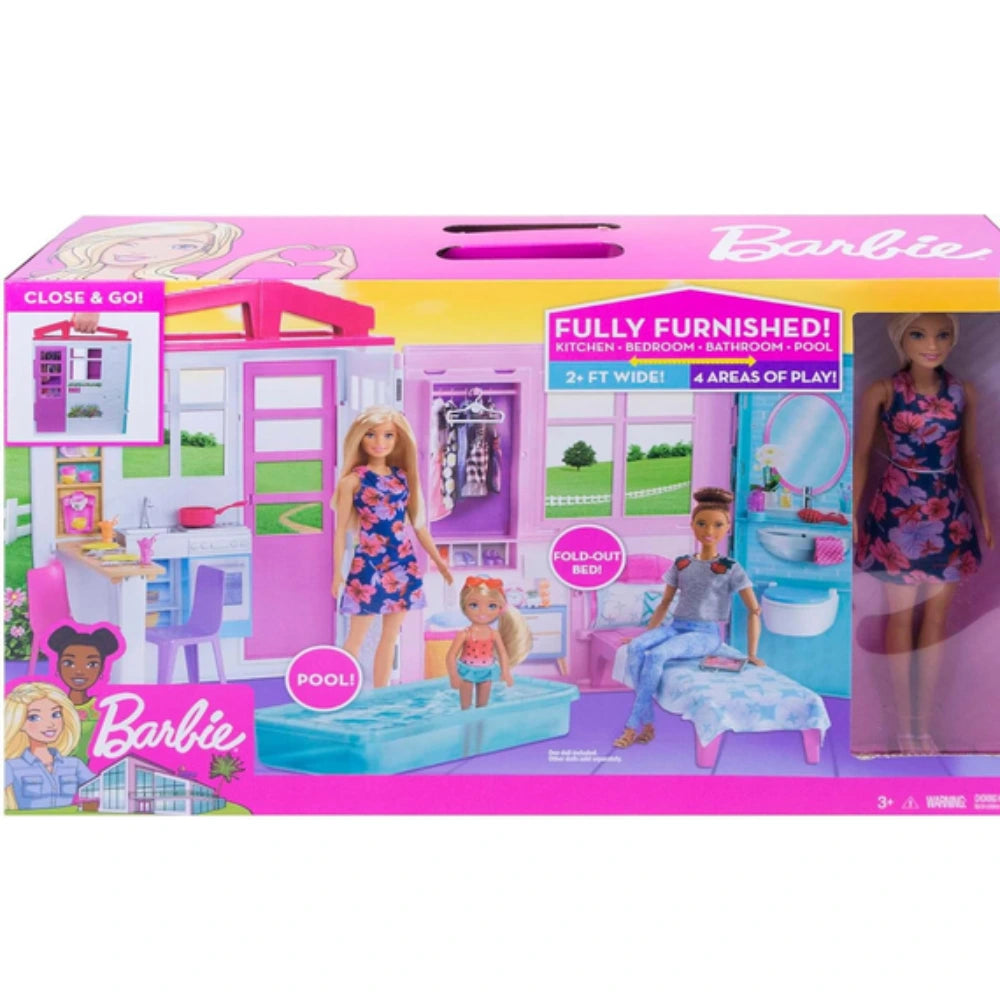 Barbie Loft – Casa Portatile a 1 Piano con Piscina, Bambola e Accessori