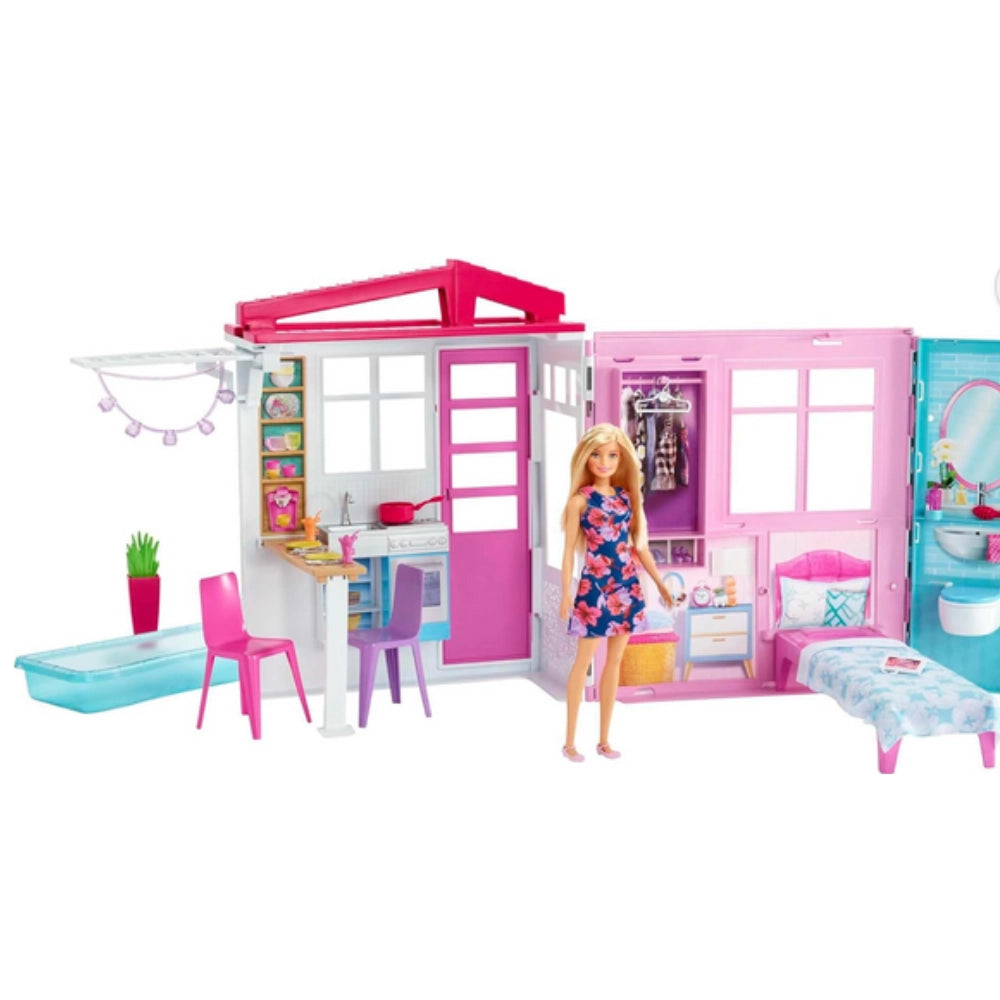 Barbie Loft – Casa Portatile a 1 Piano con Piscina, Bambola e Accessori