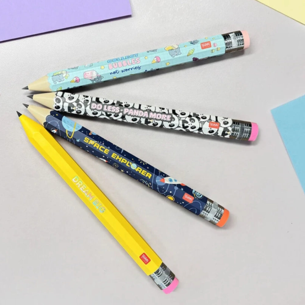 Matite giganti Legami Magic Pencil Jumbo Kitty, Dream Big, Panda e Space, foto del catalogo di Cartoleria Claudio