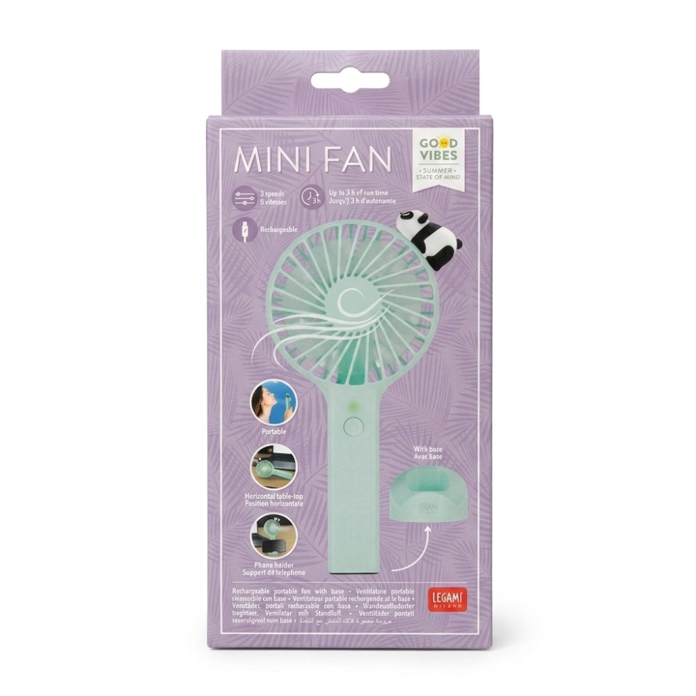 Ventilatore Portatile Ricaricabile con Base Mini Fan Panda | Legami