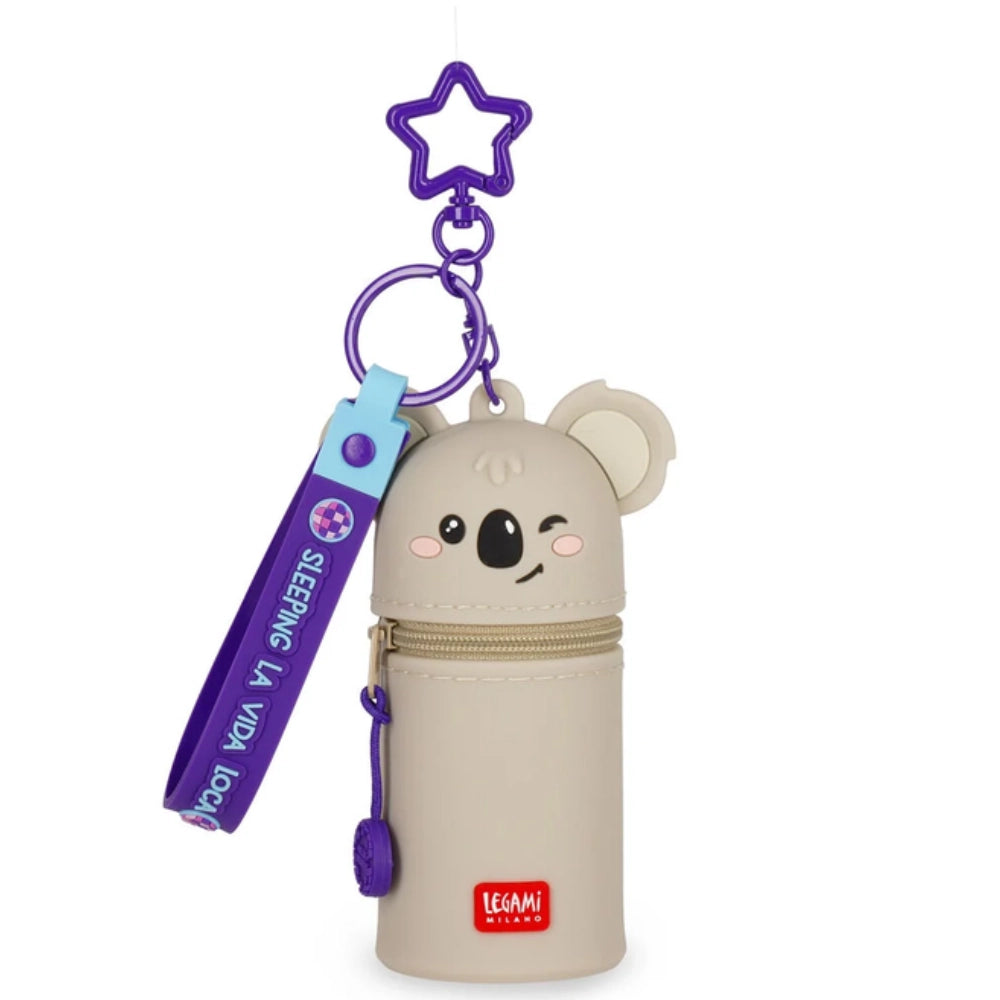 Portamonete Mini Kawaii Legami Koala Sleeping con zip, gancio a stella e laccetto viola