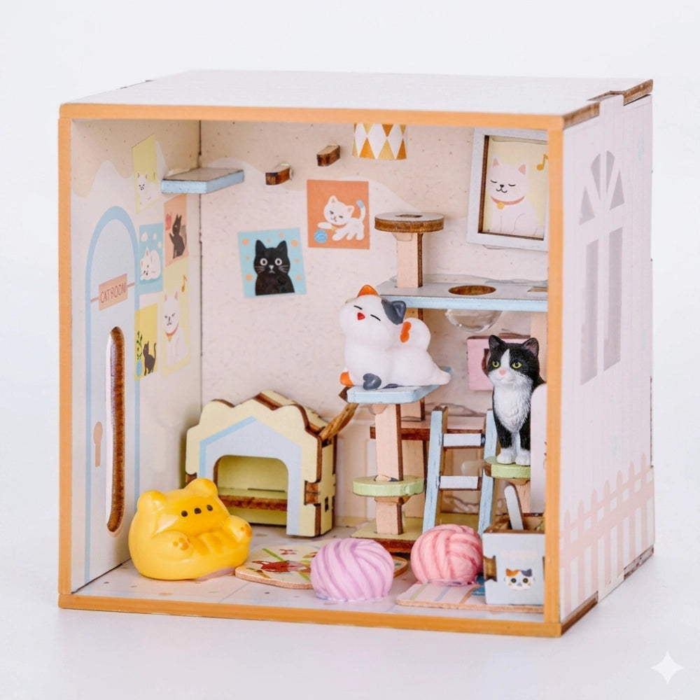 Kit DIY I-Total Mini World XL3512 Happy Pet Time – Stanza Animali in Miniatura Fai-da-Te
