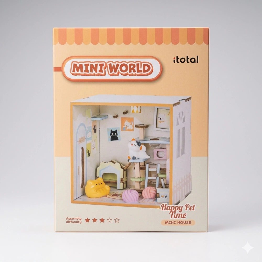 Kit DIY I-Total Mini World XL3512 Happy Pet Time – Stanza Animali in Miniatura Fai-da-Te